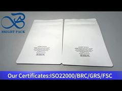 Weißer, kindersicherer Standbodenbeutel