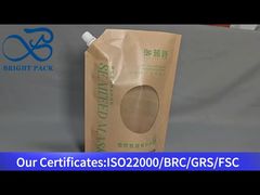 Flüssigkeitsbeutel aus Kraftpapier mit Ausguss und durchsichtigem Fenster