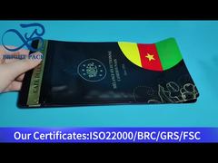 Kaffeebeutel mit schwarzem Goldstempel, achtseitig versiegelt, mit Ventil