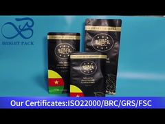 Schwarzer Flachbodenbeutel mit Ventil, 1 kg