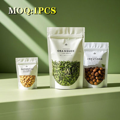Maßgeschneiderter Druck Öko biologisch abbaubare Feuchtigkeitsdichte Tasche Kraftpapier Papier wiederverwendbarer Tee Kaffee Stand-up Taschen mit Reißverschluss