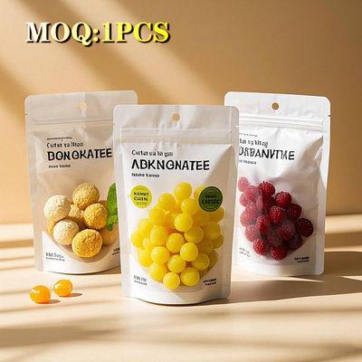 Custom Printed Heat Sealed Biscuit Snack Stand Up Bag mit Reißverschluss Kunststoffverpackung Aluminiumfolie Lebensmittel Trockenfrüchtenbeutel