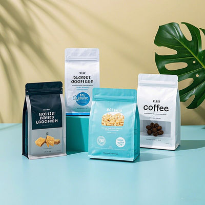 Flat Bottom Coffee Pouch | Stand-Up Composite Packaging with Zipper & Degassing Valve | Customizable for Beans/Grinds 