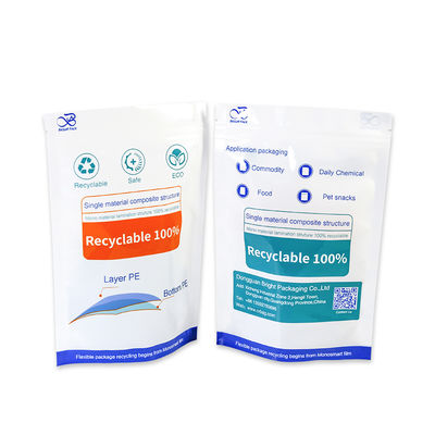 Umweltfreundliche Recyclingtüten Kunststoffhaltige recycelbare Stehtüten PE/PE-Tasche