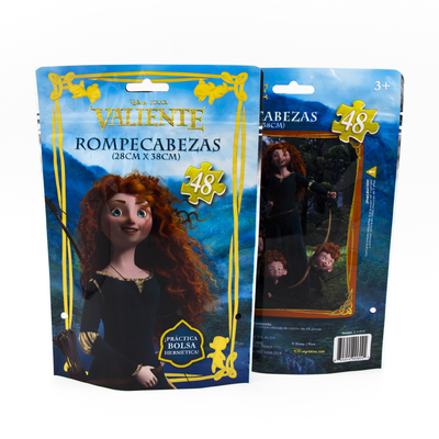 Zusammengepasste Zeichentrickmuster Stand-up Reißverschlussbeutel für Spielzeug Verpackung mit biologisch abbaubaren Mylar und ungiftigen Materialien.