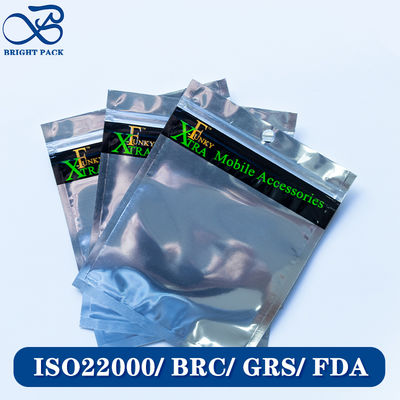 Leichte, individuell bedruckte Aluminiumfolienbeutel für die Verpackung von Elektronikprodukten mit wiederverschließbarem Reißverschluss.