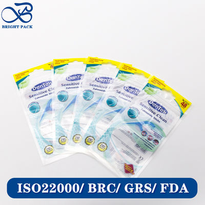 Laminiertes Material, kundenspezifisches Design, Kunststoffverpackungsbeutel mit Logodruck für Zahnseideverpackung, Großhandel.