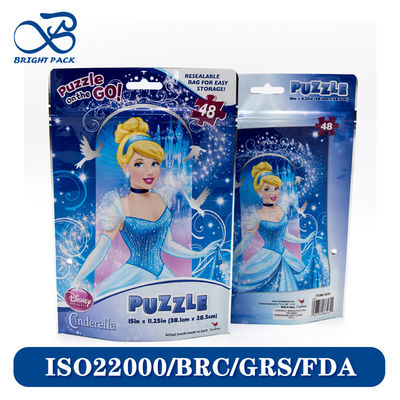 Bunte Drucke, kundenspezifische Materialien, wiederverschließbare Standboden-Reißverschlussbeutel für Spielzeugverpackungen, Fabrikdirektverkauf.