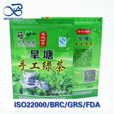 Umweltfreundliche Stand-up-Taschen für Teeverpackungen mit Aluminiumfolie-Liner und wieder verschließbarem Reißverschluss.