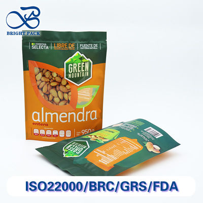 Fabrikversorgung Standboden-Ziplock-Beutel aus Mylar-Folie für die Nussverpackung mit individuellem Druck und Fenstern.