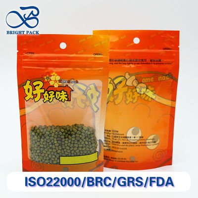 Leichtgewichtige und recycelbare Stand-up-Taschen mit transparenten Fenstern für Lebensmittelverpackungen mit anpassbarem Druck.