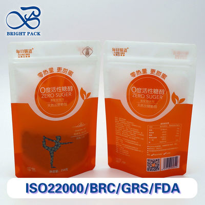 Feuchtigkeitsbeständige Standbodenbeutel für Lebensmittelverpackungen mit individuellen, einzigartigen Sichtfenstern und Druckmustern.