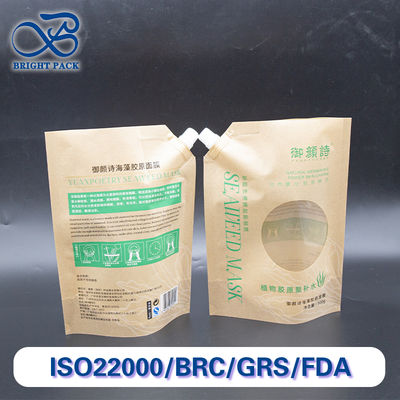 Anpassbare Kapazität 250ml/500ml/1000ml Standbodenbeutel mit Ausgießer und transparenten Fenstern, bedruckbar für Verpackungen von Hautpflegeprodukten.