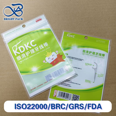 Verpackungstüten mit Druckfloss Pick, Feuchtigkeitsdicht, aufrecht stehende Taschen für Zahnhygieneprodukte
