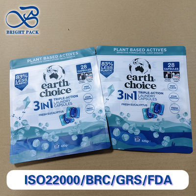 Wäsche Waschmittel Pod Verpackungstüten Anpassbares PE-Mehrschichtendesign Feuchtigkeitsdicht und undicht SGS-zertifiziert für globale Großbestellungen