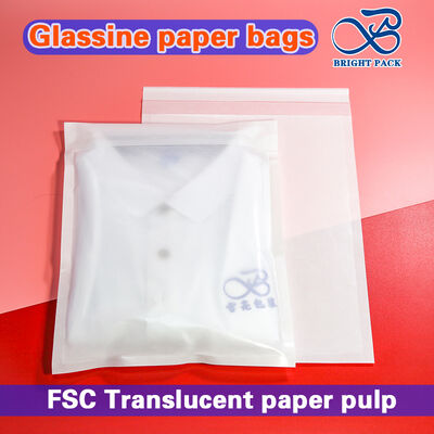 Customized Logo Design Frosted Glassine Paper Bags für die Verpackung von T-Shirts und Kleidung mit Selbstklebstoff