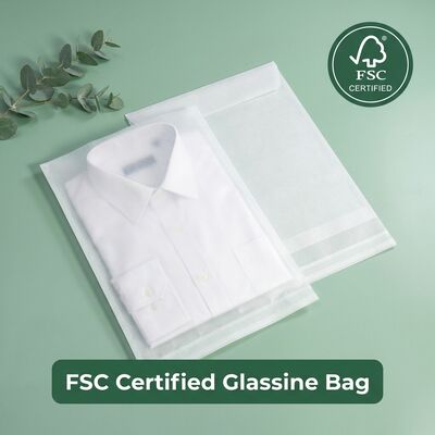 Glasbeutel 40gm Kunststofffrei für zertifizierte recycelbare Umweltschonende Kleidung Verpackung Durchsichtiges Bekleidungsbeutel Luxus UK