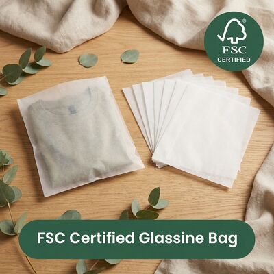 Umweltfreundliche Luxus-Pergamintasche, grüne Verpackung, Kleidung, kein Plastik, Bekleidungsbeutel, EU-Richtlinie, nachhaltige Bekleidung, Europa, OEM