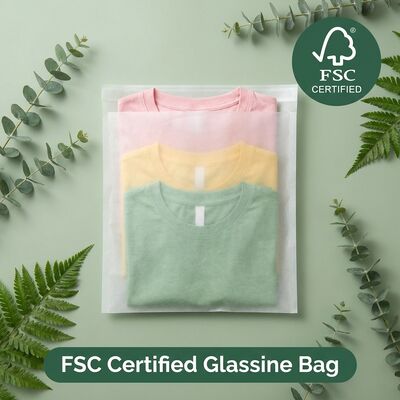 Kreisförmige, recycelbare Glasbeutel Kunststofffreie Luxusbekleidung Verpackung Umweltschonende Kleidung Tasche Bekleidung für zertifiziertes Fett