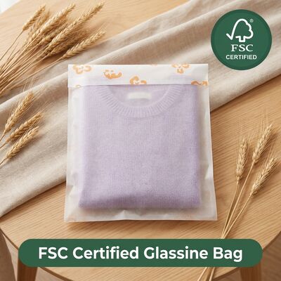 Nachhaltige Luxus-Glaspapiertasche für Kleidung Kunststofffrei biologisch abbaubar Kleidung Verpackung Kleidungstasche für zertifizierte Massenhandel