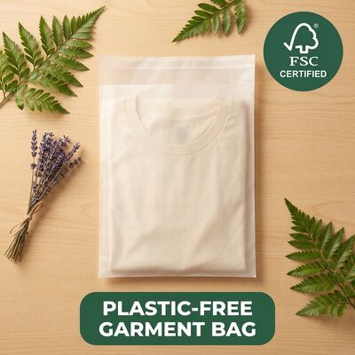 Luxuriöse, umweltfreundliche Pergamintasche, grüne Verpackung für Kleidungsstücke, keine Plastikbekleidung, umweltfreundliche Bekleidungstasche, biologisch abbaubar, recycelbar, EU