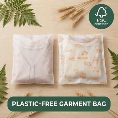 Luxuriöse CO2-neutrale Glasbeutel nachhaltig für zertifizierte kompostierbare recycelbare Bekleidung Verpackung Öko-Designer-Kleidung