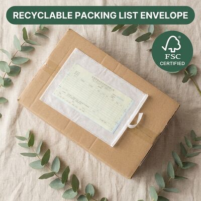 Kunststofffrei, biologisch abbaubar, FSC-zertifiziert, Etikettenbeutel, Papier, Packliste, Umschlag, selbstklebendes Dokument, geschlossene Brieftasche
