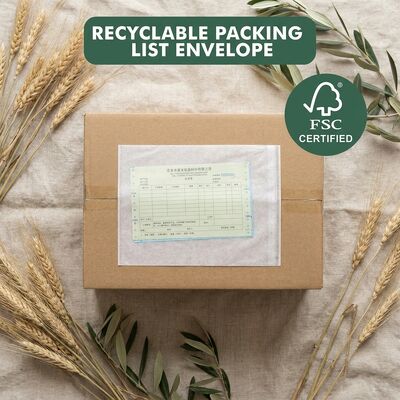 Biologisch abbaubares Papier ohne Kunststoff Verpackungsliste Umschlag Selbstklebstoff Rechnung Tasche Versandetikett Brieftasche FSC-zertifiziert