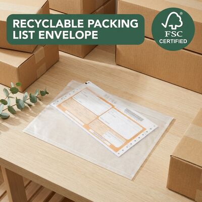 Kunststofffreier, biologisch abbaubarer, recycelbarer Versandumschlag aus Papier, Packlistenbeutel, selbstklebende Versandetiketten-Dokumententasche