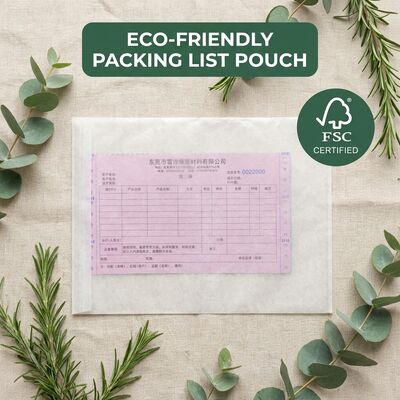 Biologisch abbaubares Dokument Beigefügtes Umschlag Kompostierbares Papier Verpackungsliste Selbstklebendes Versandetikett Beutel