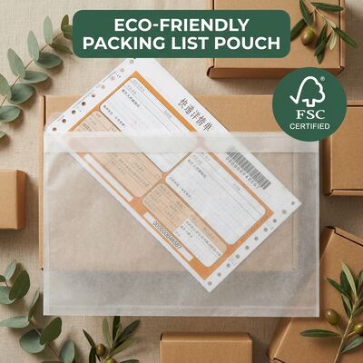 FSC-zertifizierte Verpackungsliste Umschlag Papierpapierdokument selbstklebendes Versandetikett