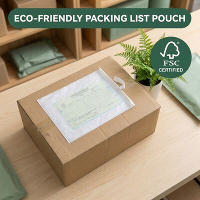 Umweltfreundliche Verpackungsliste Umschlag Papierpapier Dokument selbstklebendes Versandetikett Beutel