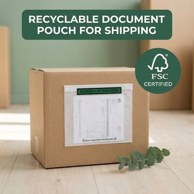 Verpackungsliste für das Recycling Umschlag Papierdokument Beilagen Kunststofffreies selbstklebendes Versandetikett Tasche FSC