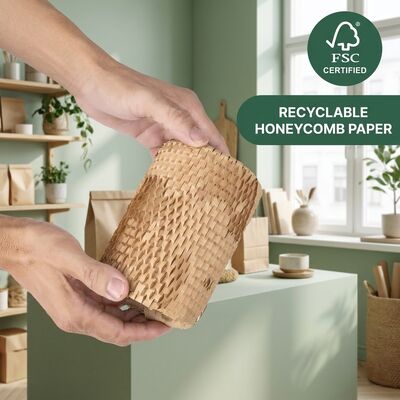 Weiße, umweltfreundliche, recycelbare Polsterfolie aus Wabenpapier aus Kraftpapier mit fettabweisender Wirkung für Geschenkverpackungen